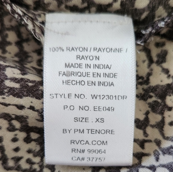 Rvca Drench Brown Snake Print Dress -> RVCA Drench Brown Snake Print Dress - Picture 7 of 7